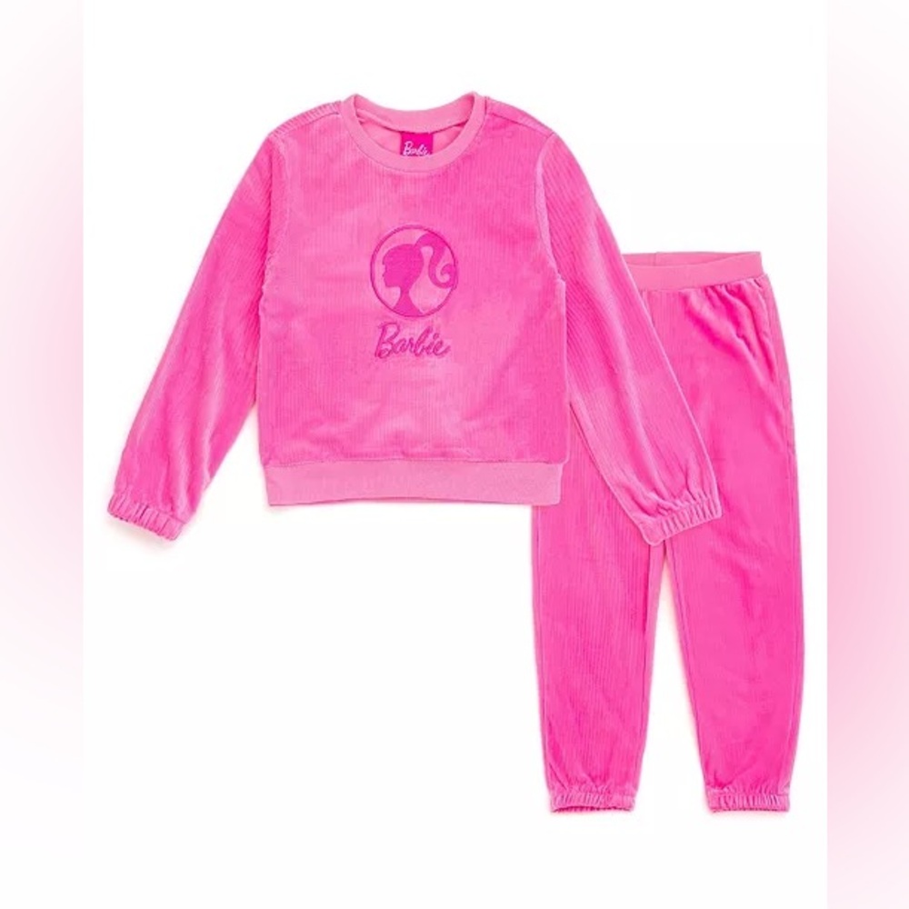 Barbie Pink Velour Sweatshirt and Jogger Pants Outfit Set size 2T